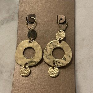Gold textured hoop earrings Nickel free